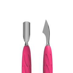 Staleks Pro UNIQ 10 TYPE 3 Gummy Manicure Pusher with Silicone Handle Narrow Rounded Pusher + Hatchet PQ-10/3