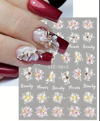 Painted Elegance Floral Embossed 5D Decals - 5D43