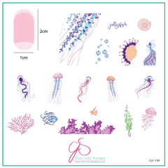 Blooming Sea (CjS-199) Etched Nail Art Stamping Plate - CJS Medium Stamping Plate