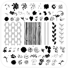 Floral Blossom - Four (CjS-282)-  CJS Medium Stamping Plate