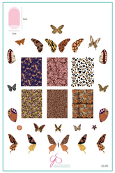 Wild Wings (CjS-392) Etched Nail Art Stamping Plate - Clear Jelly Stamping Plate
