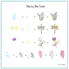 Dragonflies & Butterflies "Beginner Edition"  (CjS-B-THREE) -  CJS Medium Stamping Plate
