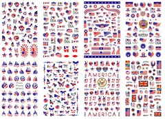 Patriotic - 8 Sheets for the Price of 4!! Thin Decals