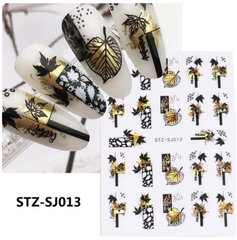 Floral Abstract.Black & Gold J013- Thin Decals