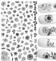 Floral Monochrome F439 - Thin Decals