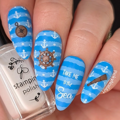 Salty Air & Sea Flair (CjS-414) Etched Nail Art Stamping Plate - CJS Medium Stamping Plate