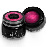 en Vogue oh-so-cosmo bubblegum pink jelly base with iridescent micro-glitter gel polish for professional nails and extensions shown in container