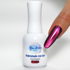Nightshade Ruby Red Cats Eye Gel Polish - Blue Amber Nails 15ml Each