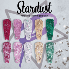 Stardust Gel Polish - 5 Piece set; Ruby, Rose Quartz, 14k, Diamond & Emerald