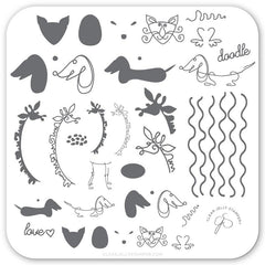 Doodle Love (CjS-127) - CJS Small Stamping Plate