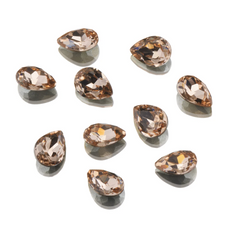 Genuine Crystal Rhinestones - Champagne Teardrop Pointed Back 8mm
