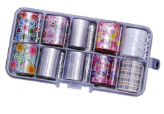 Silver/Floral/Plaid Mix Foil Set of 10 in Case