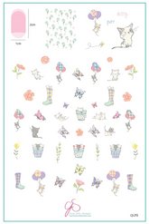 Sweet Spring Kitties (CjS-293) Steel Nail Art Stamping Plate