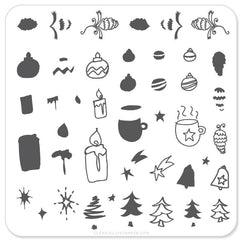 Cappuccino and Candles Christmas Plate (CjSC-06)  - CJS Small Stamping Plate