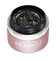 Aurora Onyx Black Glitter Gel - Options UV/LED