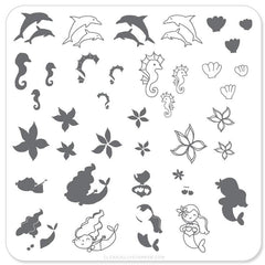 Mermaid Doodle 2 (CjS-25) - CJS Small Stamping Plate