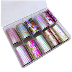 Super Holographic Pink Dots & Flowers Foil Set