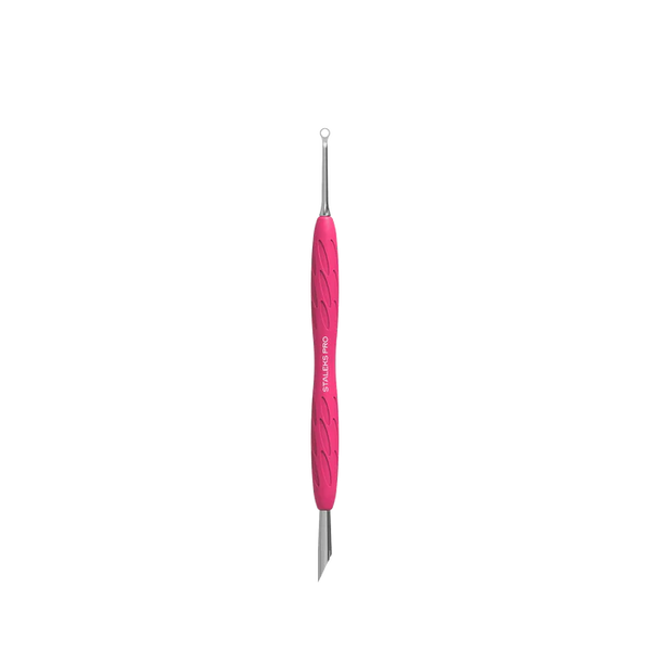 Staleks Pro UNIQ 11 TYPE 2 Gummy Manicure Slanted Pusher with Silicone Handle Slanted Pusher + Ring Curette PQ-11/2