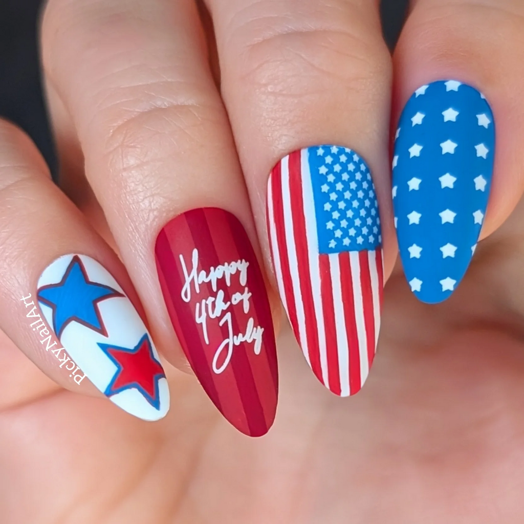 Stars, Stripes & Snacks (CjSH-139) Etched Nail Art Stamping Plate - Clear Jelly Stamping Plate