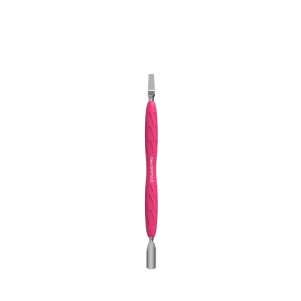 Staleks Pro UNIQ 10 TYPE 5 Gummy Manicure Pusher with Silicone Handle Narrow Rounded Pusher + Wide Blade PQ-10/5