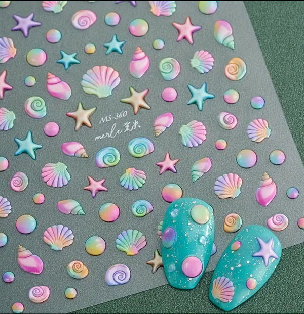 Mermaid Ocean Embossed Decals - MS-360