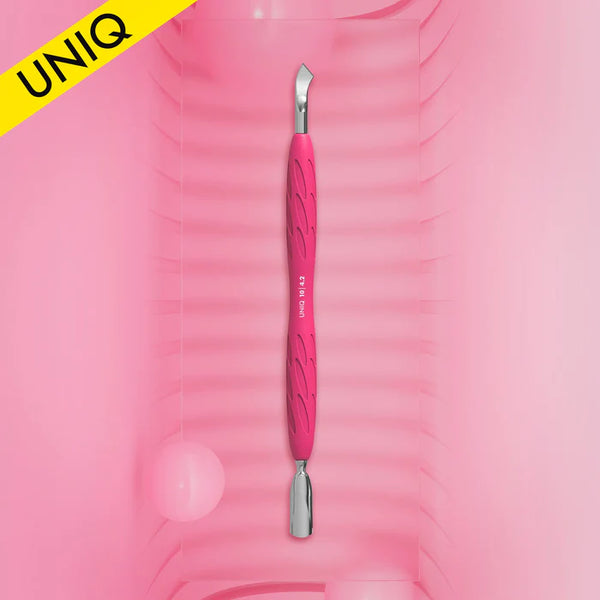Staleks Pro UNIQ 10 TYPE 4.2 Gummy Manicure Pusher with Silicone Handle Narrow Rounded Pusher + Bent Blade PQ-10/4.2