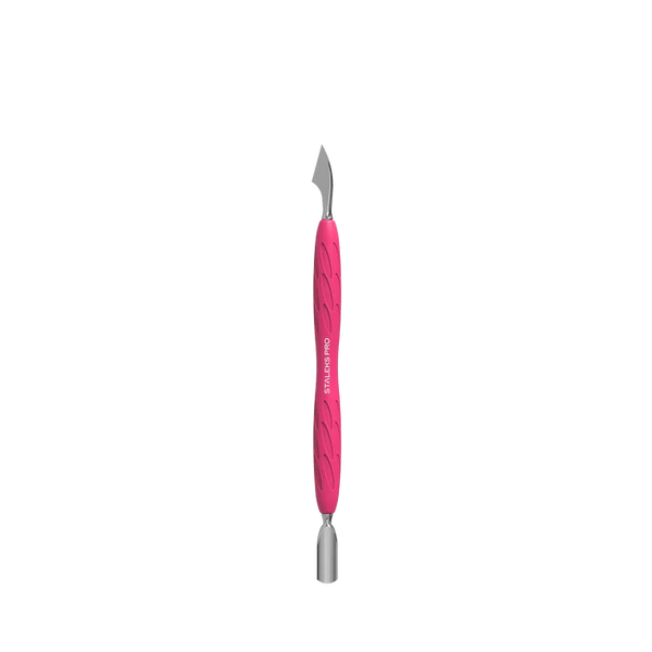 Staleks Pro UNIQ 10 TYPE 3 Gummy Manicure Pusher with Silicone Handle Narrow Rounded Pusher + Hatchet PQ-10/3