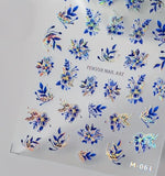 Blue Floral Embossed with HOLO Accent 5D Decals - M61