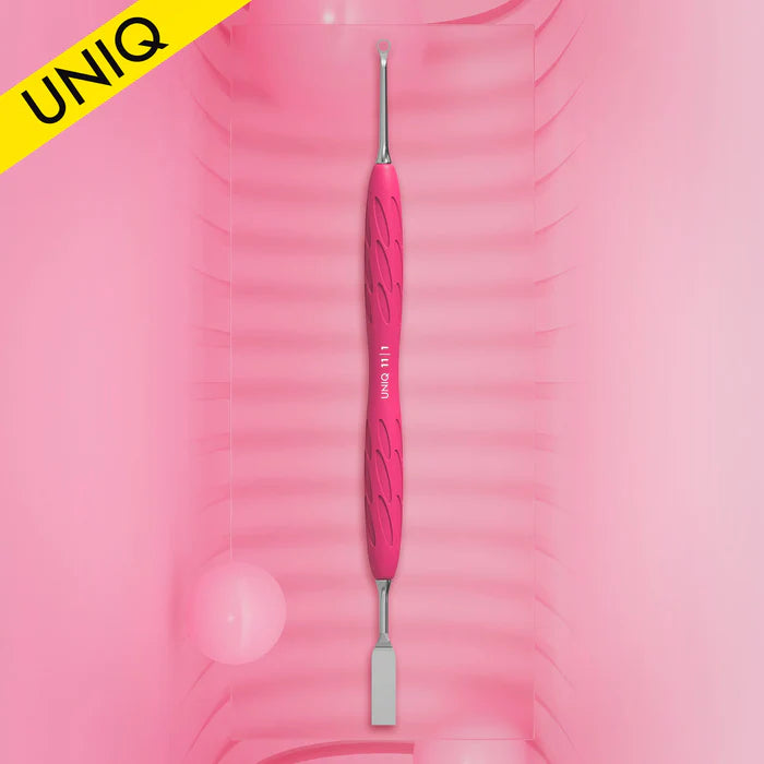 Staleks Pro UNIQ 11 TYPE 1 Gummy Manicure Pusher with Silicone Handle Flat Straight Pusher + Ring Curette PQ-11/1