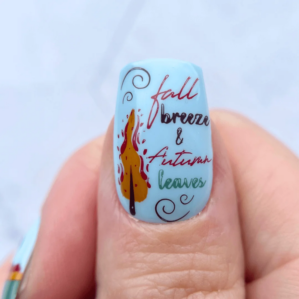 Fall Breeze (CjS-323) Etched Nail Art Stamping Plate - Medium Clear Jelly Stamping Plate