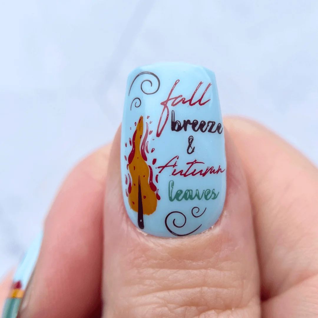 Fall Breeze (CjS-323) Etched Nail Art Stamping Plate - Medium Clear Jelly Stamping Plate