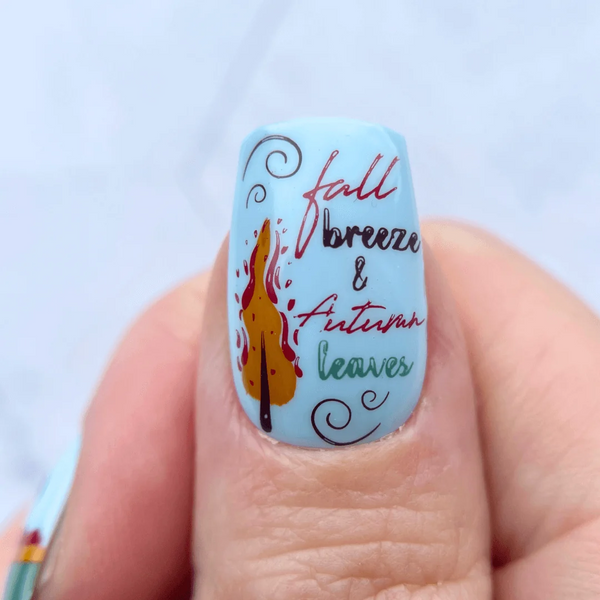 Fall Breeze (CjS-323) Etched Nail Art Stamping Plate - Medium Clear Jelly Stamping Plate