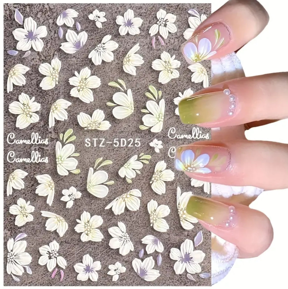 Camellias Floral Embossed 5D Decals - 5D25 Main image