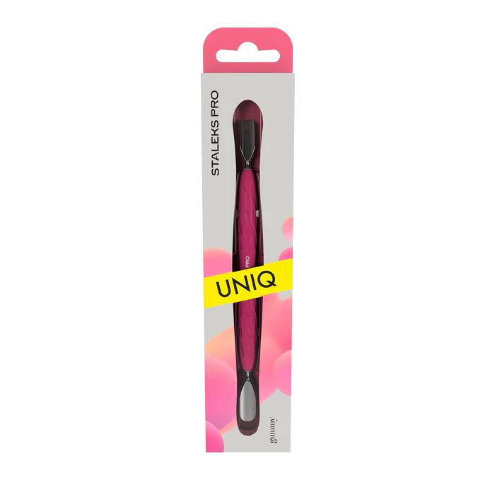 Staleks Pro UNIQ 10 TYPE 1 Gummy Manicure Pusher with Silicone Handle Wide Rounded Pusher + Narrow Rounded Pusher PQ-10/1