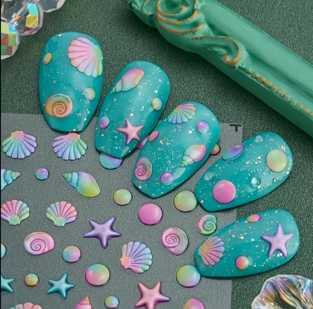 Mermaid Ocean Embossed Decals - MS-360