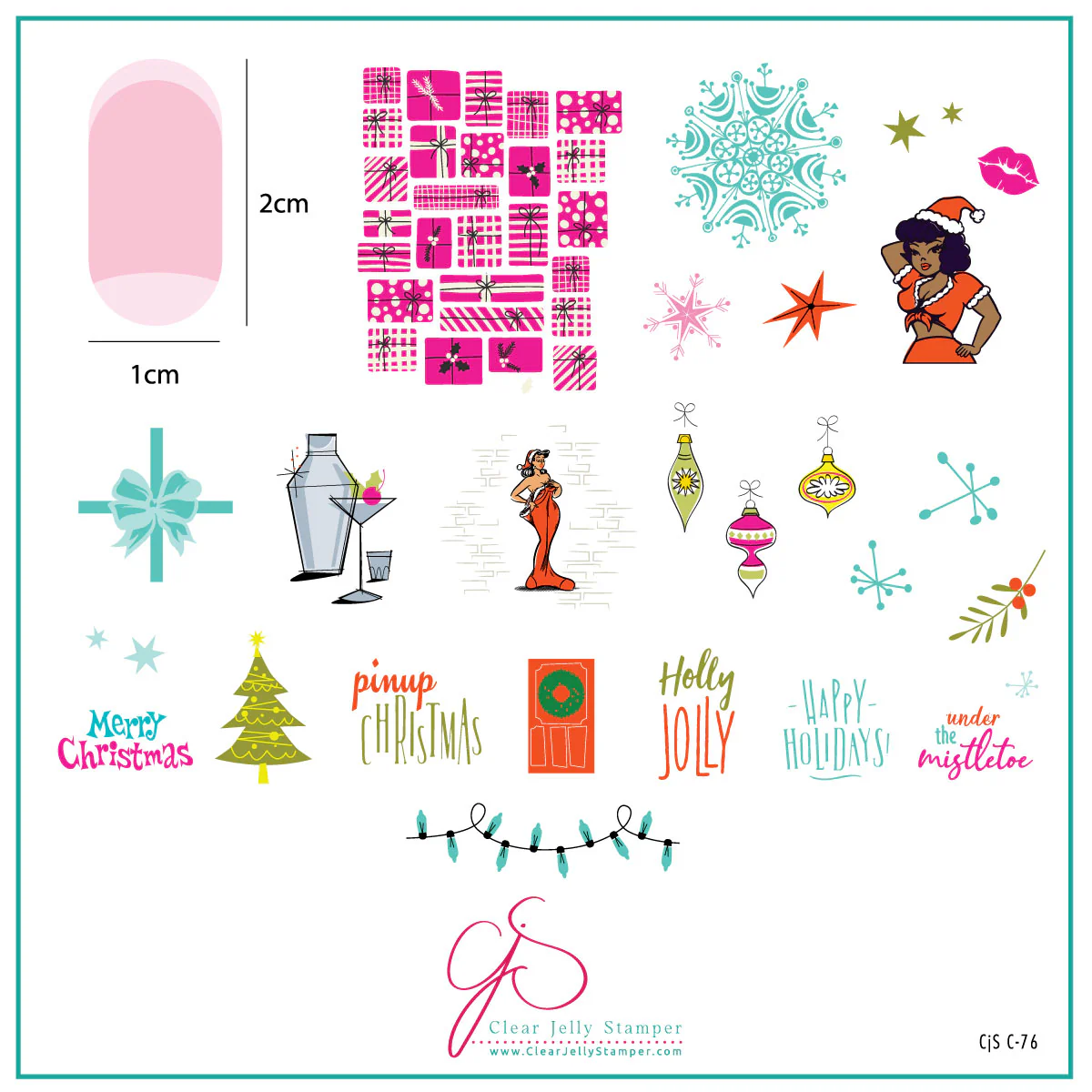 A Very Pin Up Christmas (CjSC-76) - Medium Clear Jelly Stamping Plate Main image