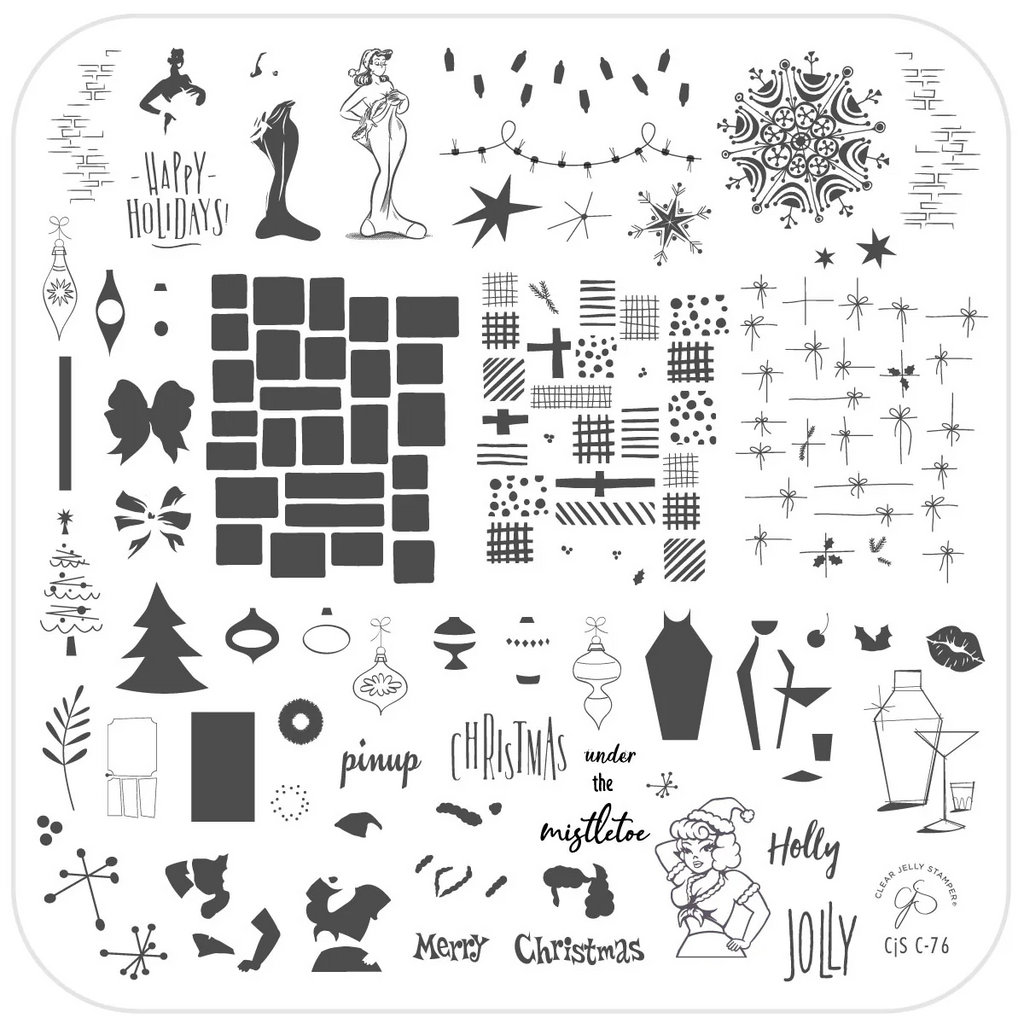 A Very Pin Up Christmas (CjSC-76) - Medium Clear Jelly Stamping Plate