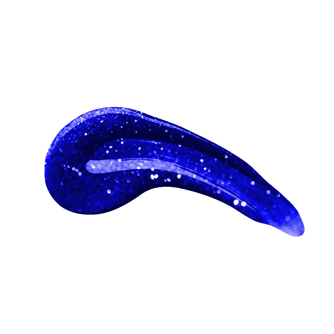 en Vogue Lac It! Aquila fine and medium blue glitters in a cobalt jelly base UV/LED gel nail polish swatch Main image