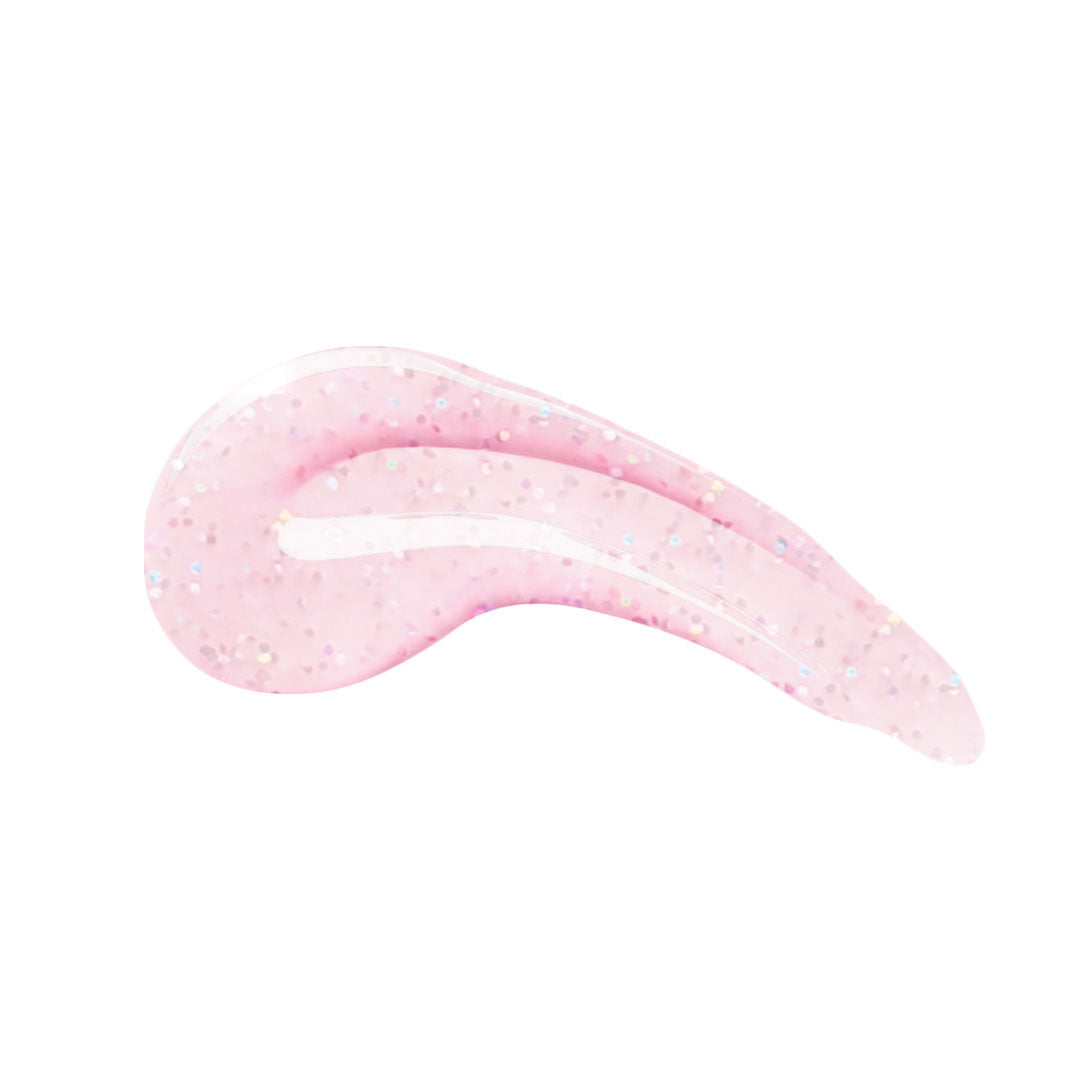 en Vogue Lac It! Arabian Nights holographic microglitters in a baby pink jelly base UV/LED gel nail polish swatch Main image