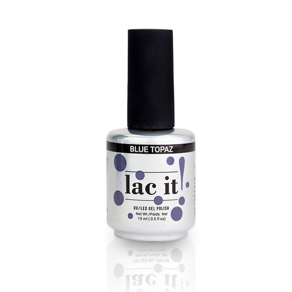 en Vogue Lac It! Blue topaz deep smoky grey-blue crème UV/LED gel nail polish for professional nails and extensions bottle