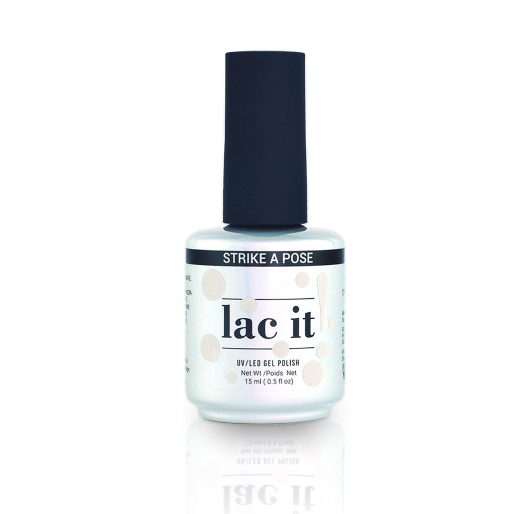 en Vogue Lac It! Strike a Pose off-white, eggshell crème UV/LED gel nail polish for professional nails and extensions bottle