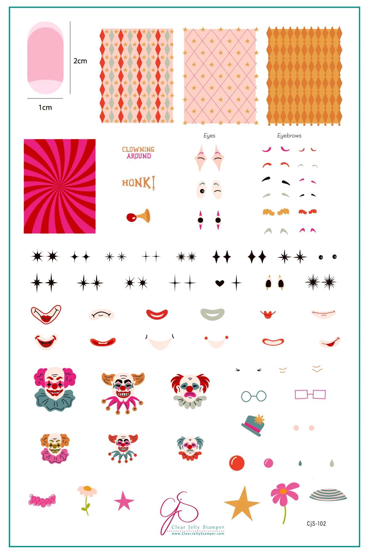 Clowning Around (CjS-102) -  Clear Jelly Stamping Plate