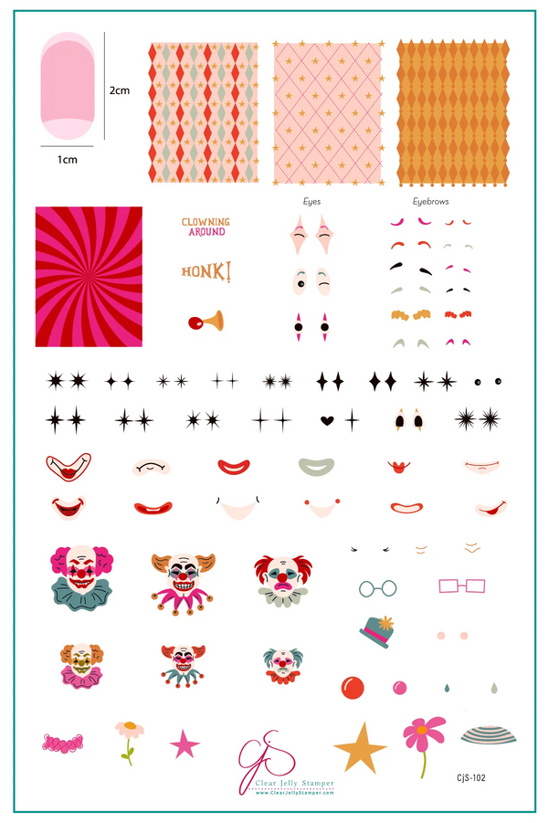 Clowning Around (CjS-102) -  Clear Jelly Stamping Plate