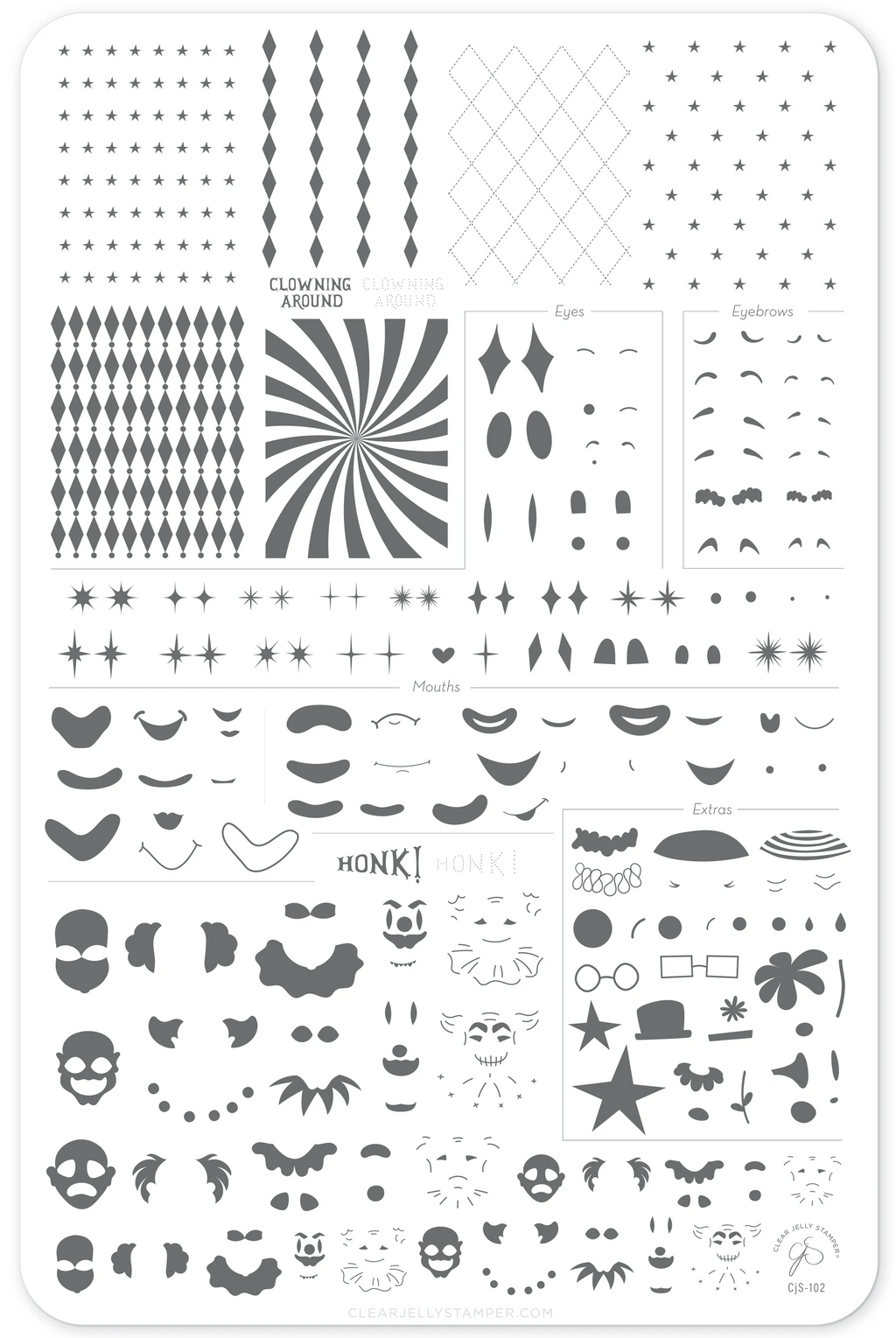 Clowning Around (CjS-102) -  Clear Jelly Stamping Plate
