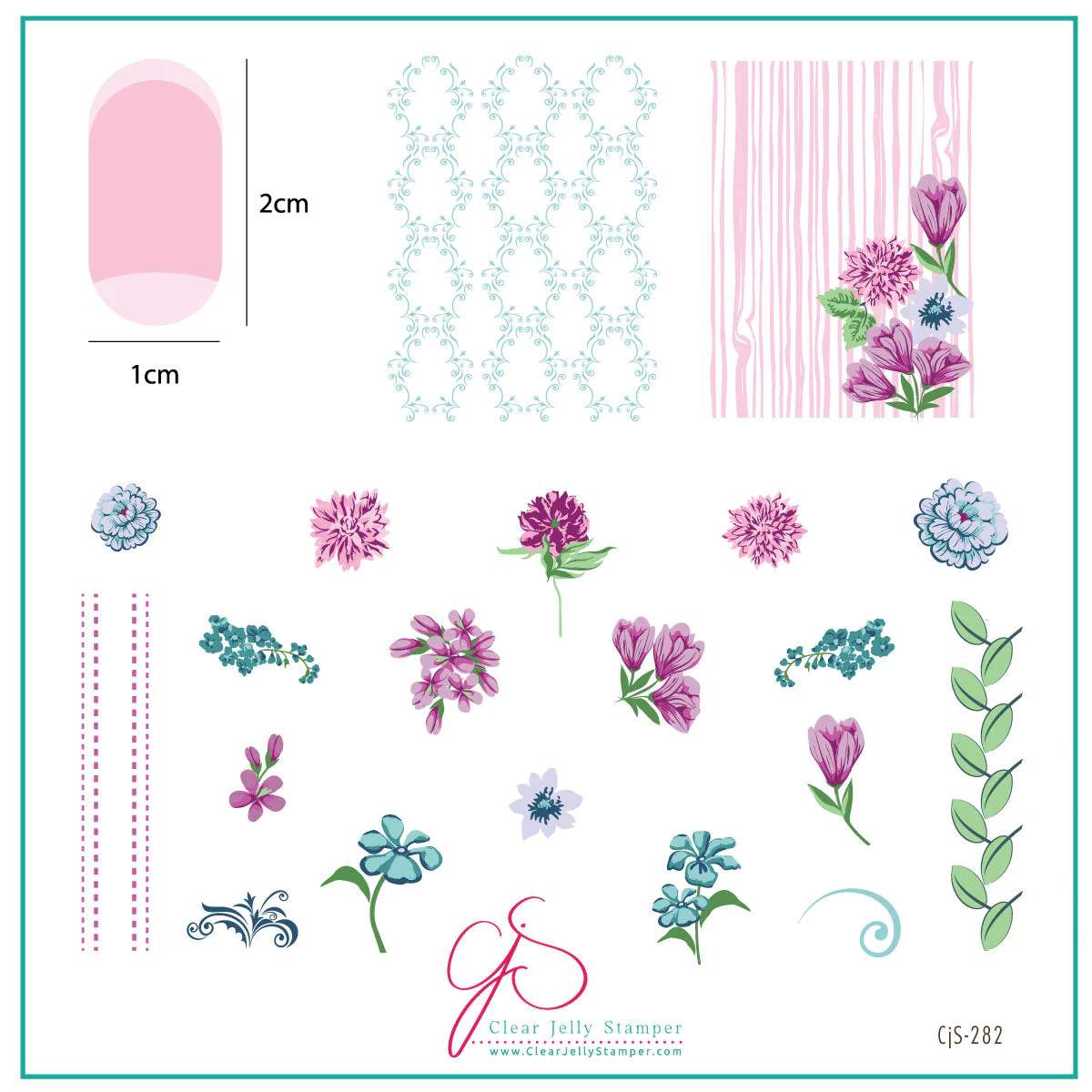 Floral Blossom - Four (CjS-282)-  CJS Medium Stamping Plate Main image