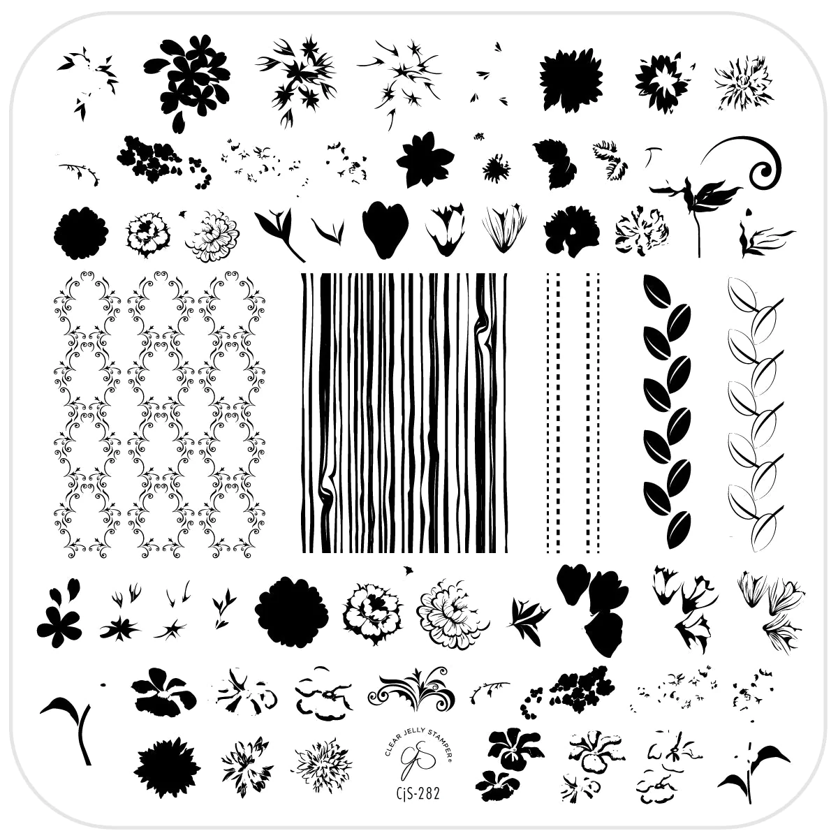 Floral Blossom - Four (CjS-282)-  CJS Medium Stamping Plate Secondary image