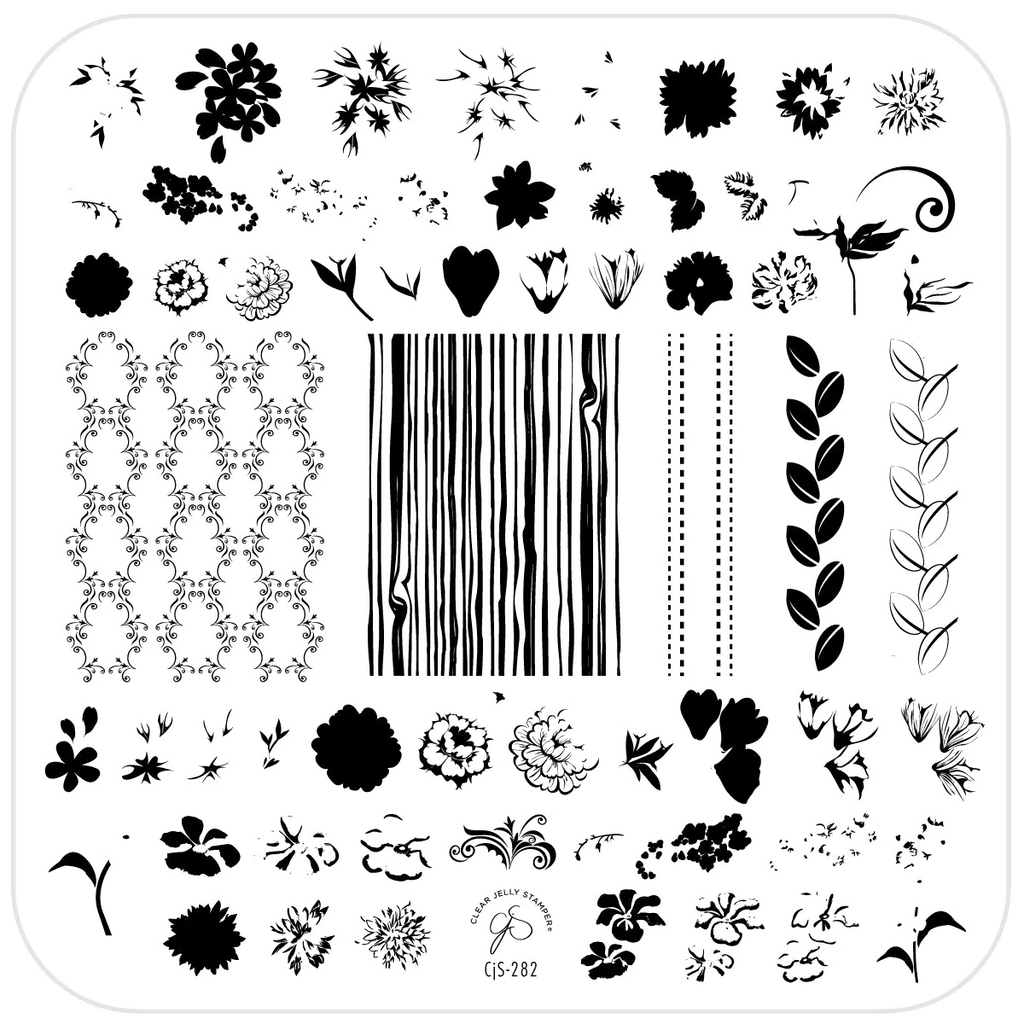 Floral Blossom - Four (CjS-282)-  CJS Medium Stamping Plate
