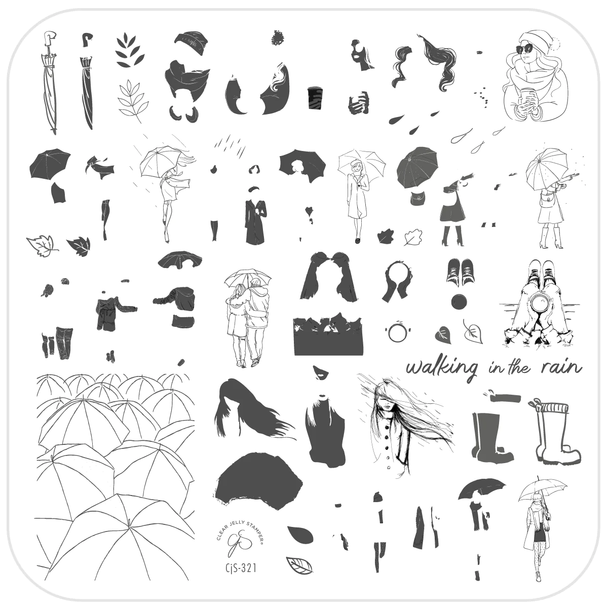 Walking in the Rain (CjS-321) -  CJS Medium Stamping Plate