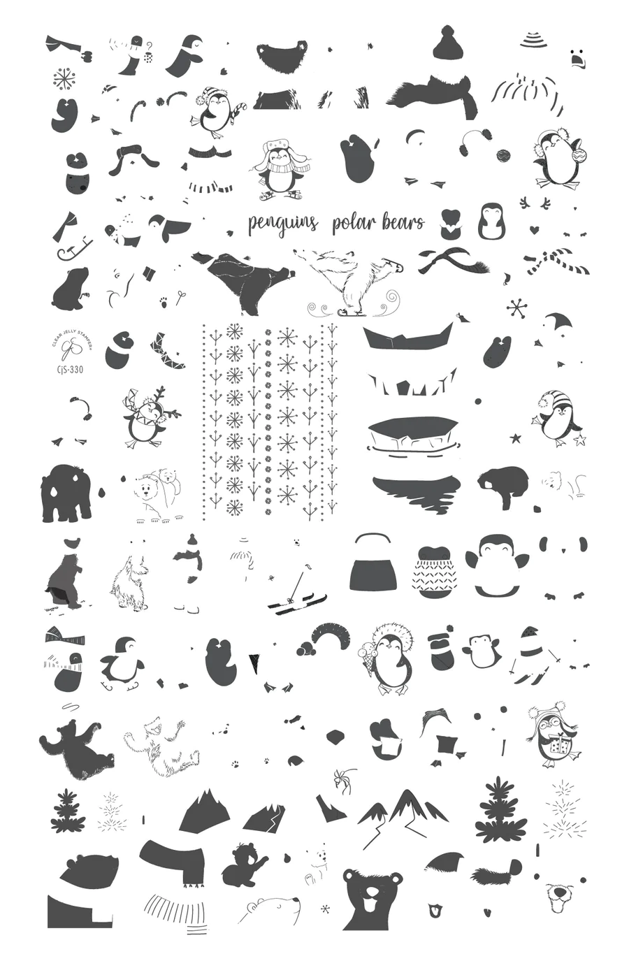 Ice Cap Adventures (CjS-330) - Clear Jelly Stamping Plate