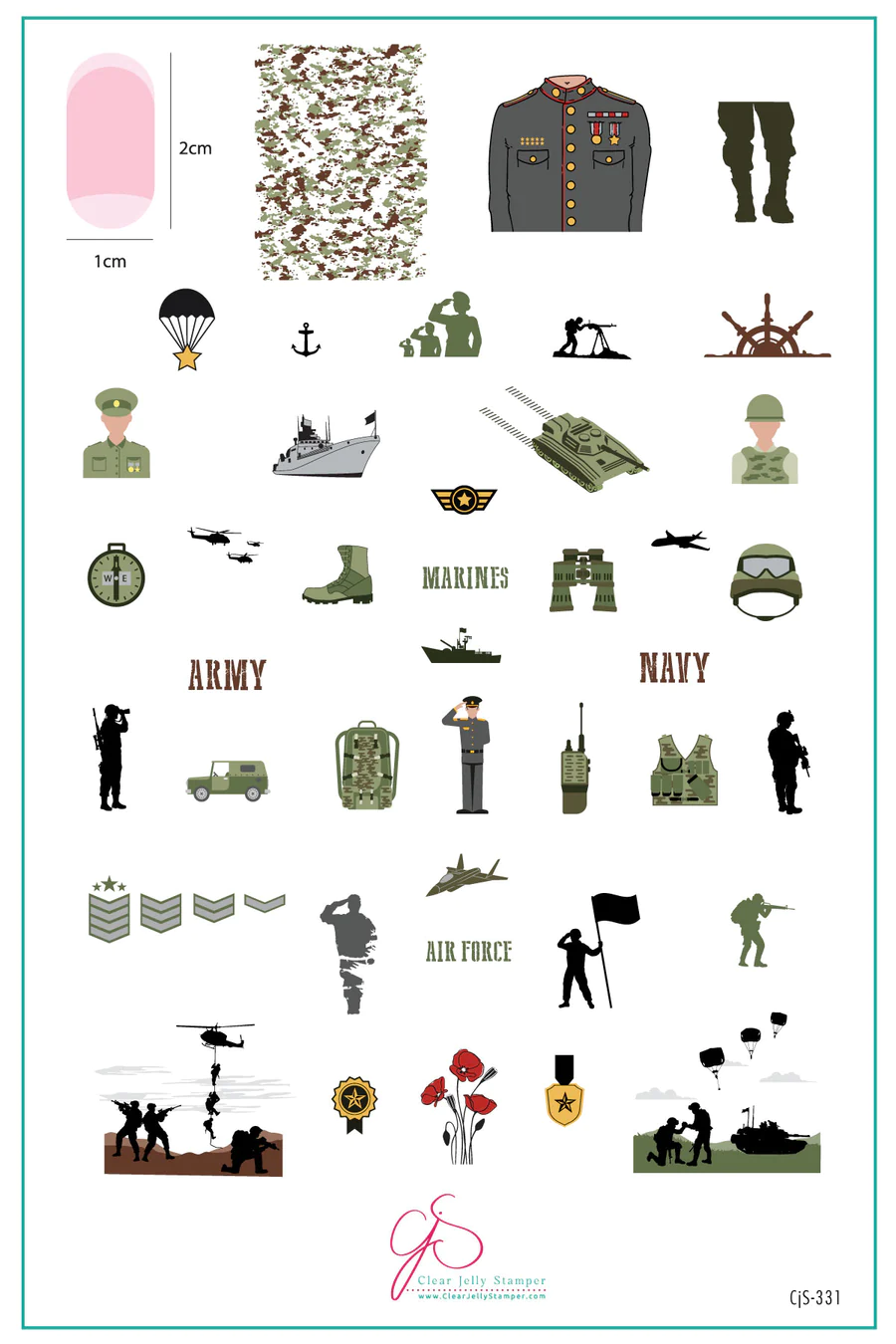 Military (CjS-331) - Clear Jelly Stamping Plate